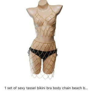 Gold chain set worn once! Perfect for LIB, burning man, raves, Halloween